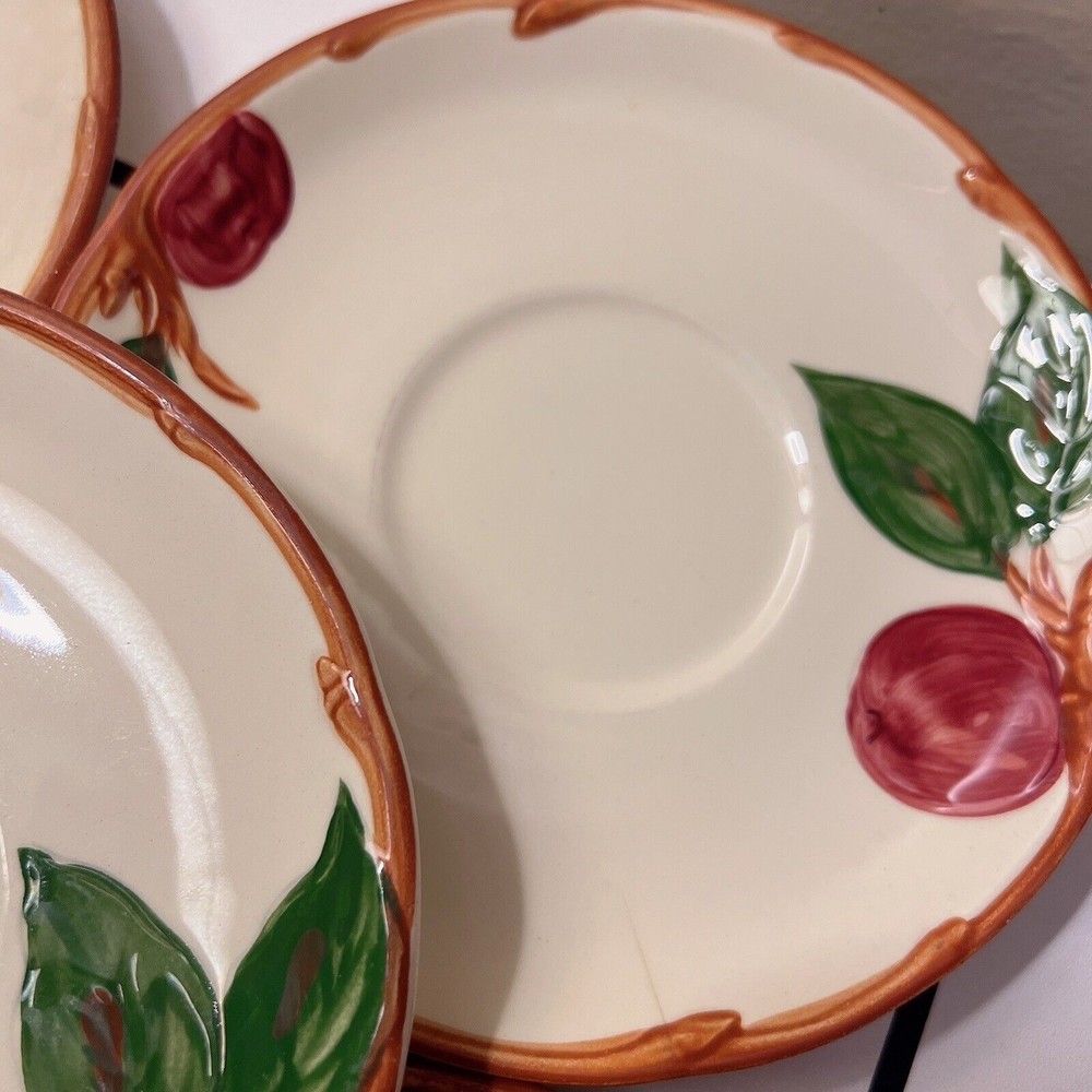 Lot of 6 Vintage Franciscan "Apple" Pattern Ceramic Saucers California USA - Picture 7 of 12